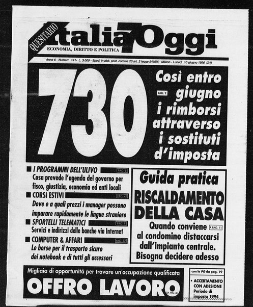 Italia oggi : quotidiano di economia finanza e politica